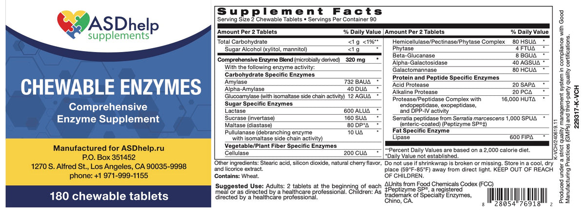 Chewable Enzymes label artwork