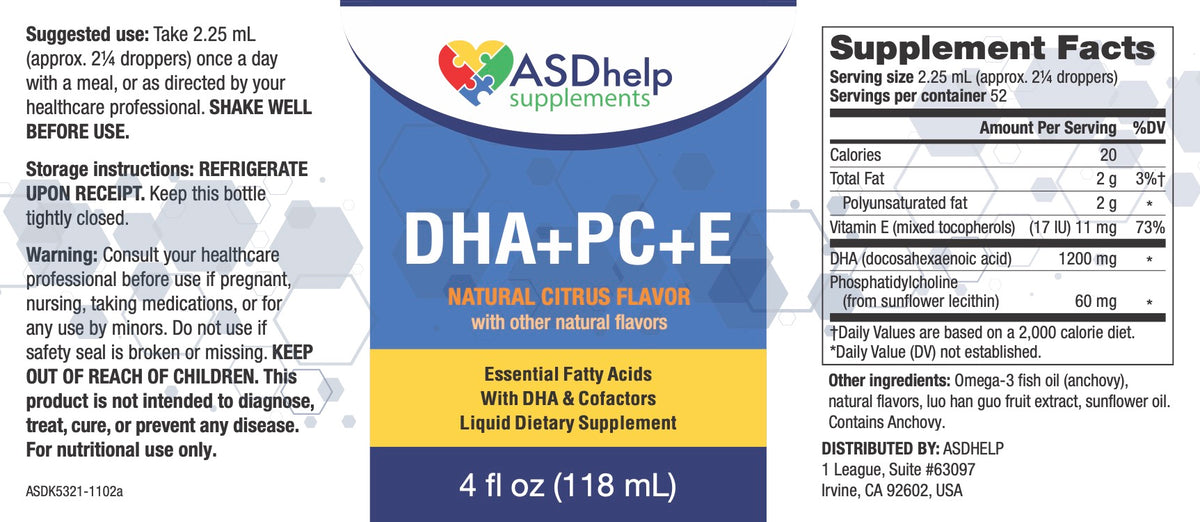 DHA + PC + E Liquid label artwork