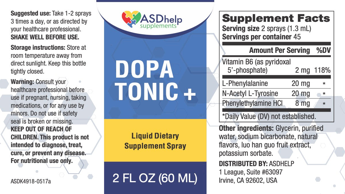 Dopa Tonic Spray label artwork