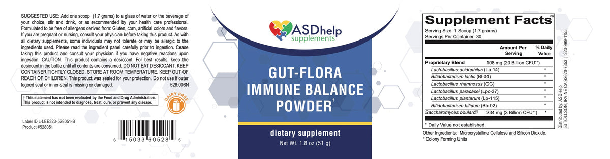 Gut Flora Immune Balance Probiotic label artwork