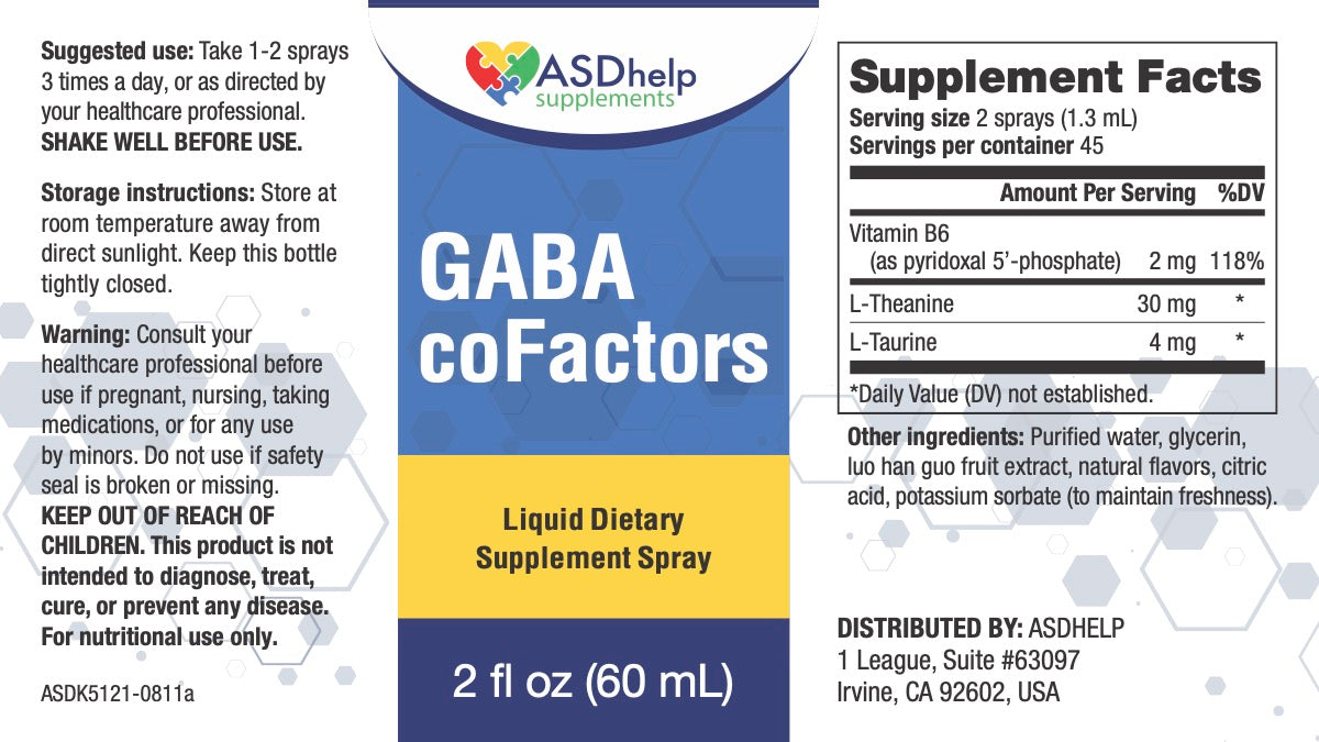 GABA CoFactors Spray Tonic label artwork