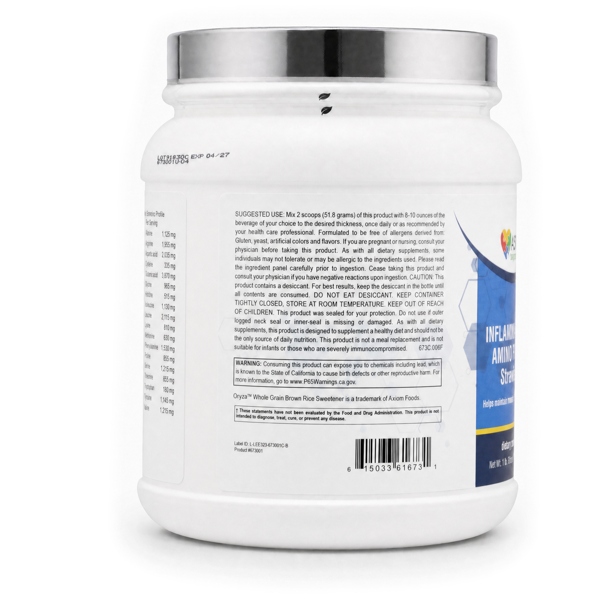 InflamaCare Gut Amino Protein Strawberry, label view 4
