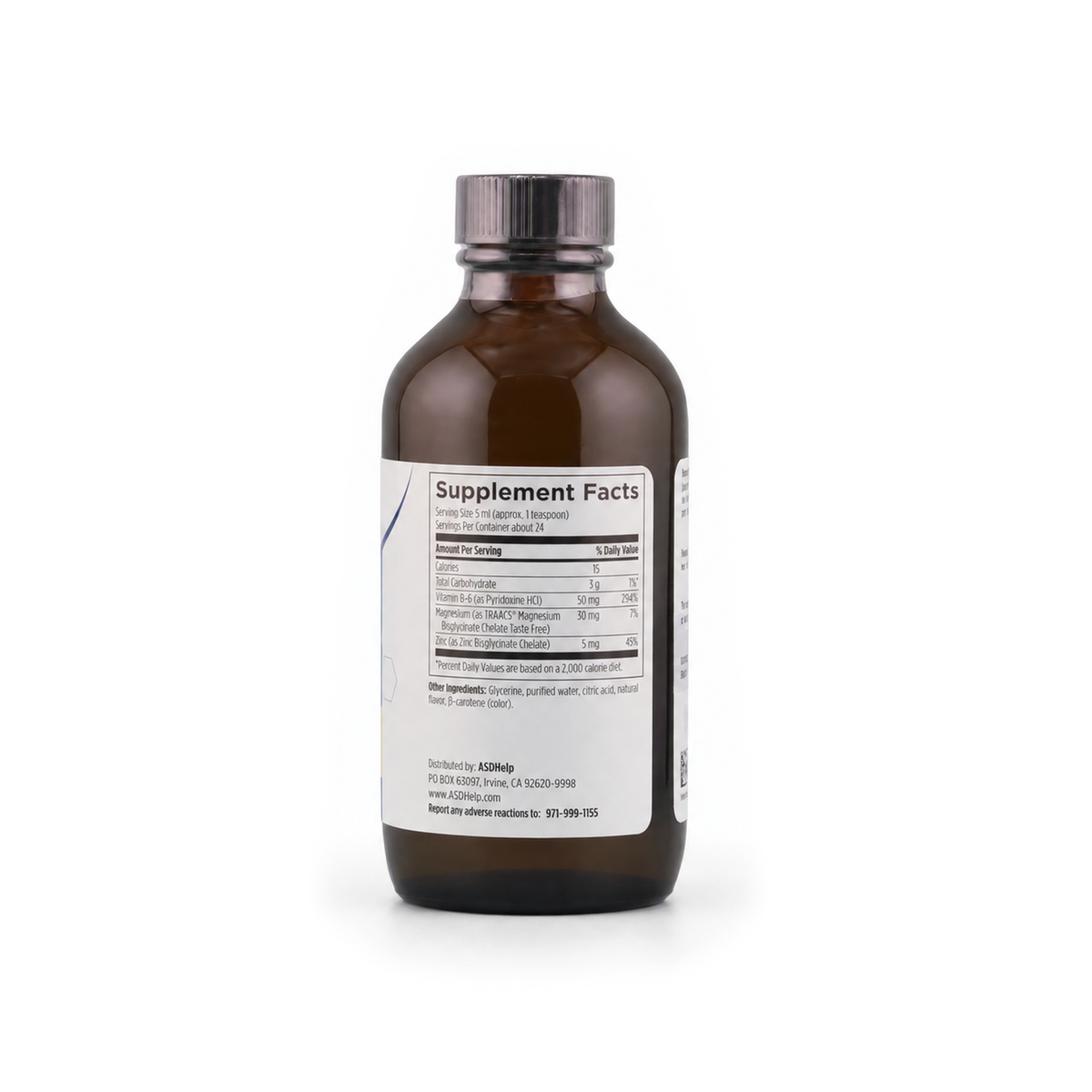 Mag + Zinc + B6 Liquid, label view 2