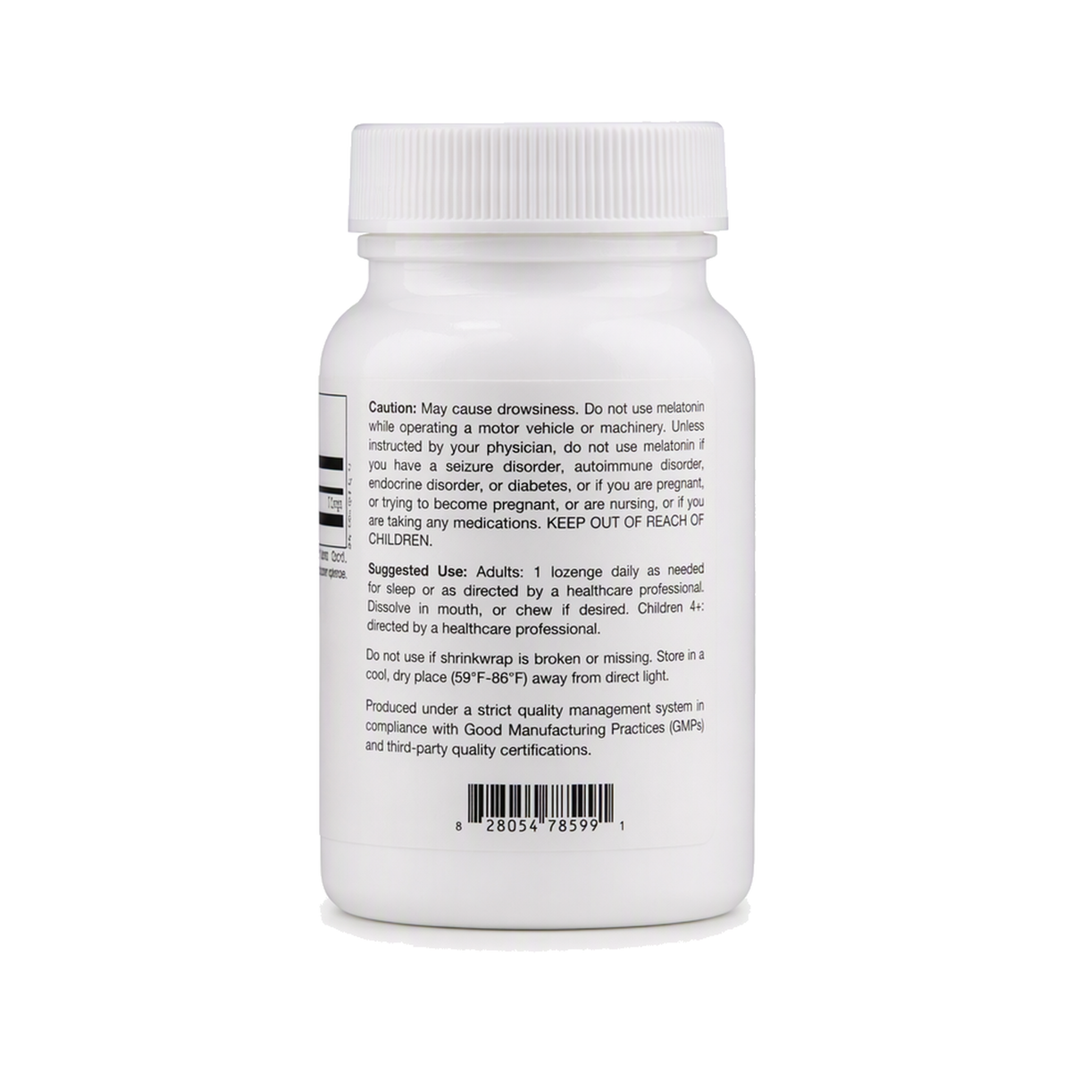 Melatonin Lozenge, label view 1