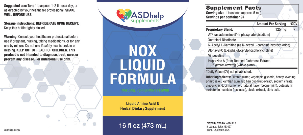 NOX Liquid Formula label artwork