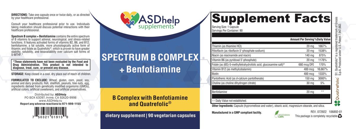 Spectrum B Complex + Benfotiamine label artwork