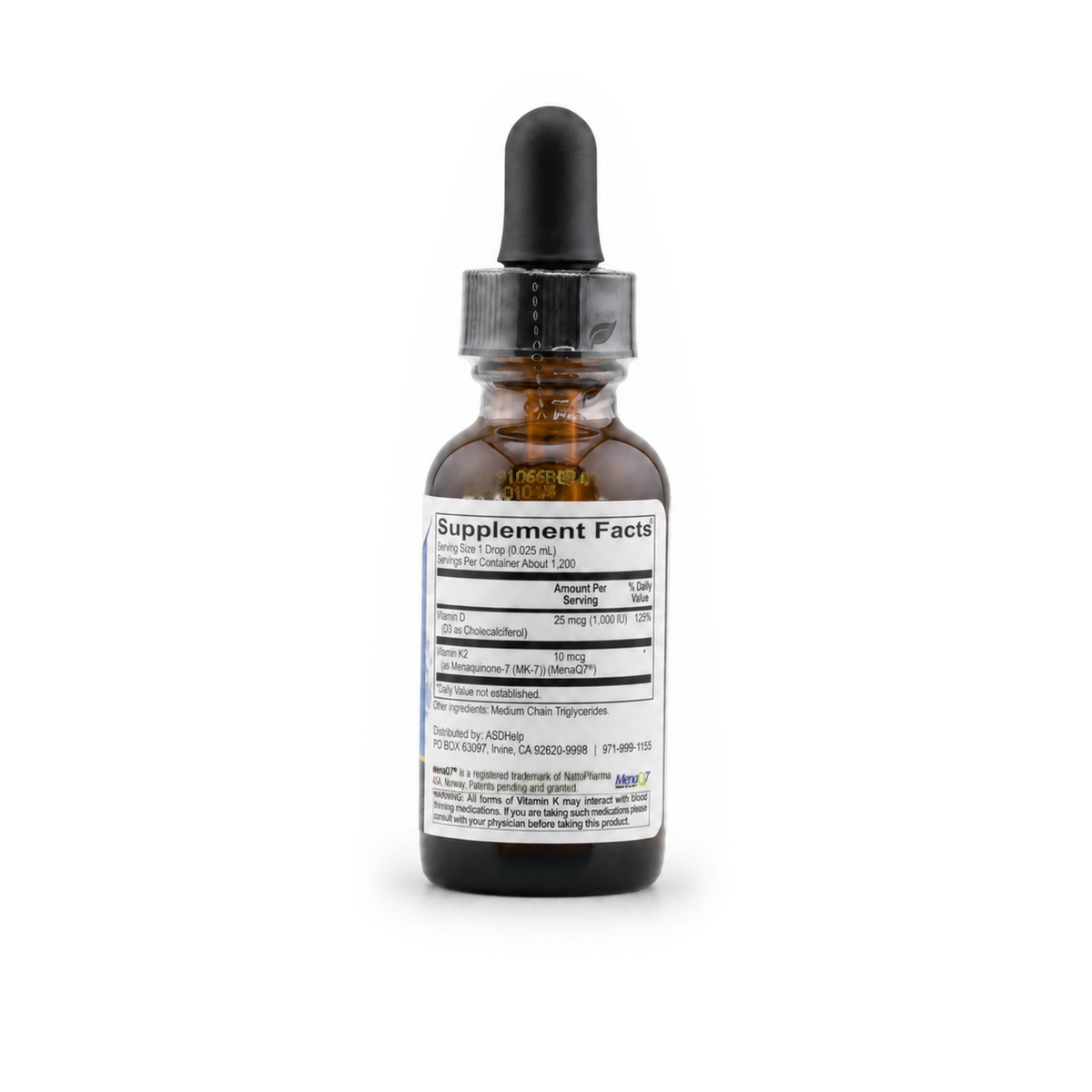 Vitamin D3 + K2 Liquid, label view 1