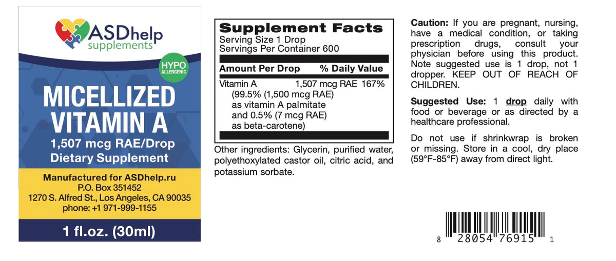 Vitamin A Micellized label artwork