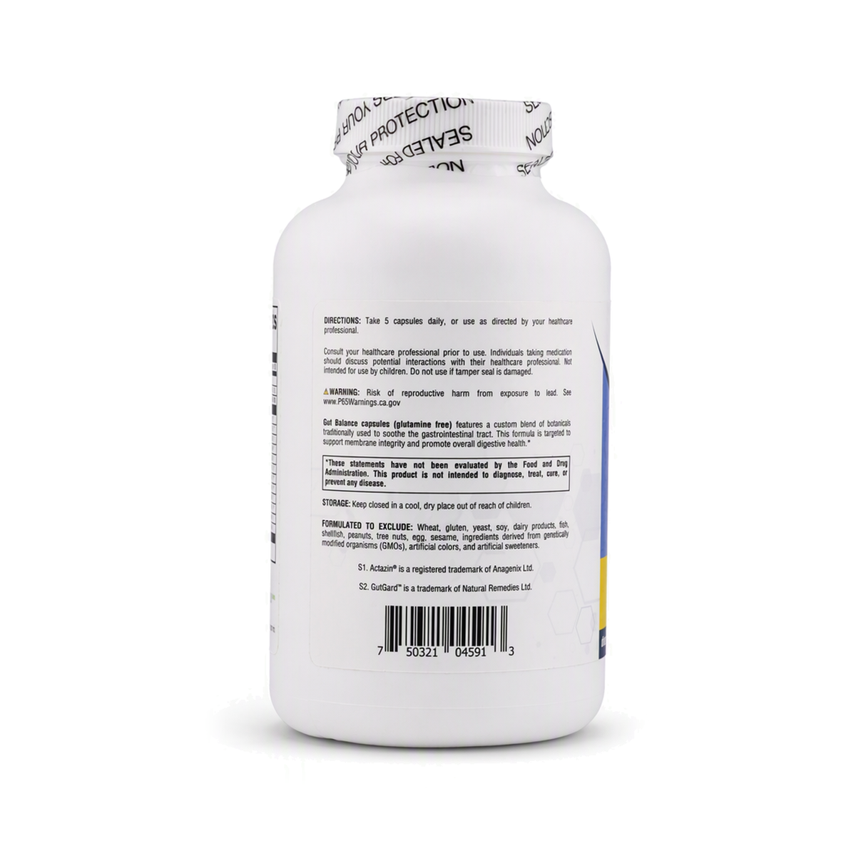 Gut Balance Capsules (Glutamine Free), label view 2